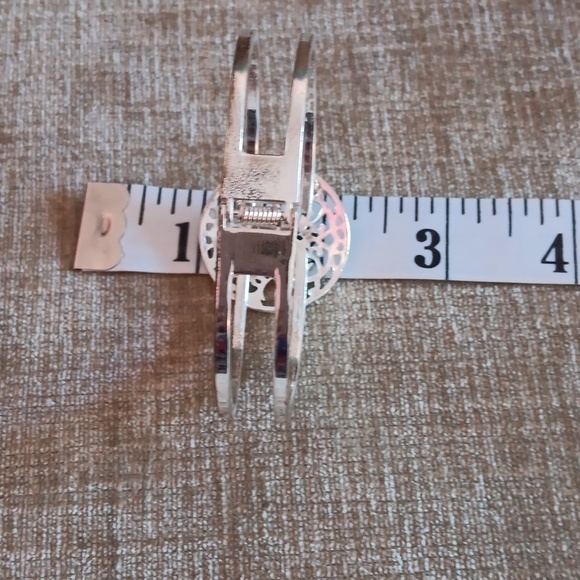 Silver Tone Hinged Bracelet - Picture 4 of 8